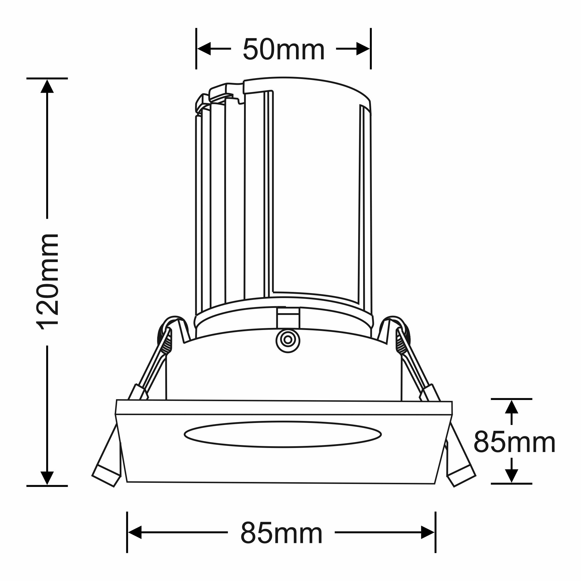 Bruve 12 Tridonic powered 12W 2700K 1200lm 36° LED Engine,300mA , CRI>90 LED Engine Matt White Fixed Square Recessed Downlight, Inner Glass cover, IP65 DM201580  Dlux Bruve SQ 12 IP65